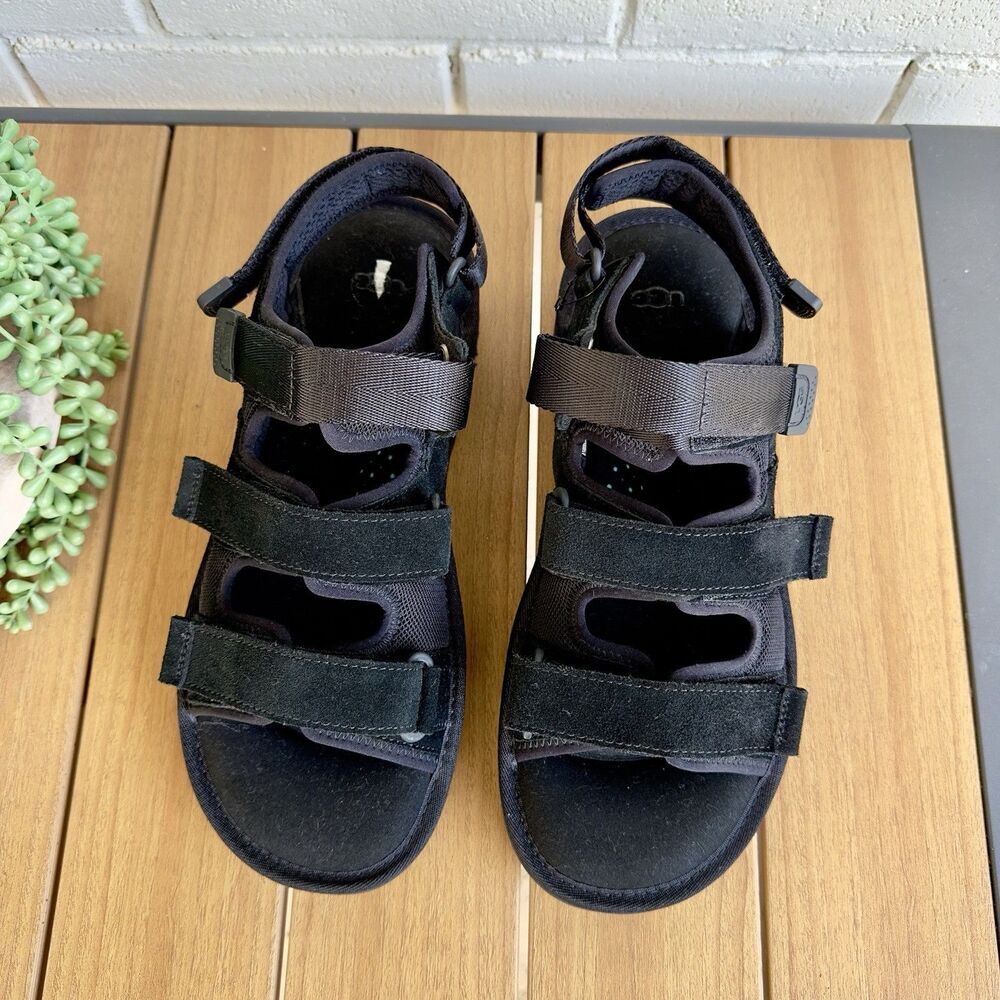 UGG Men's Goldencoast Multistrap Strap Black Suede Sandals 1153095 Size 11